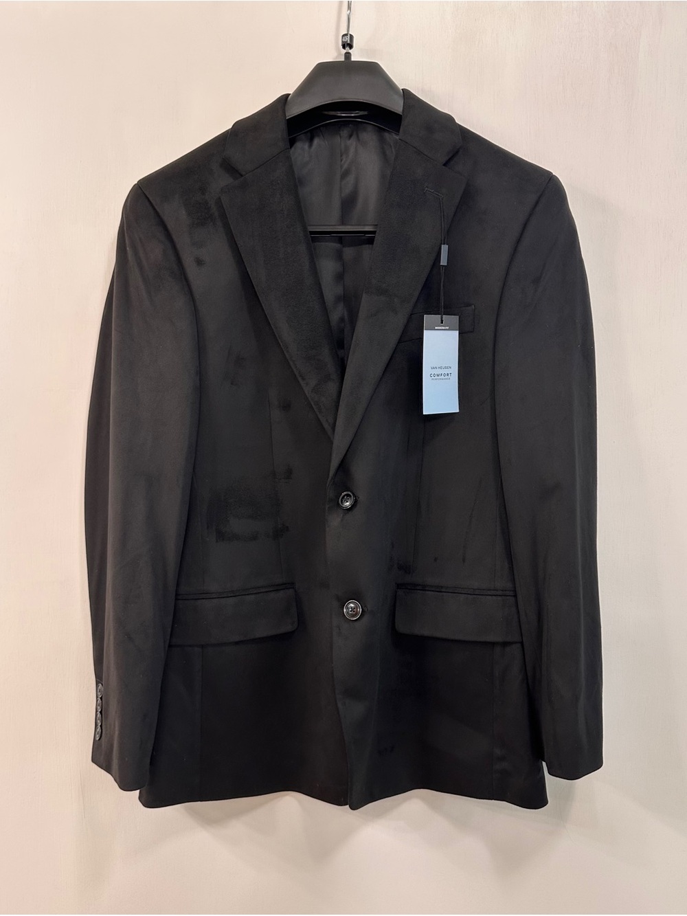 NWT Van Heusen Men's 38R Blazer Faux Suede Black Comfort Sport Coat Suit $200